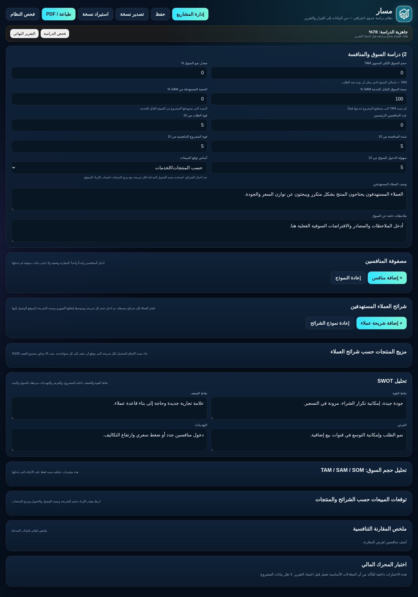 دراسة السوق والمنافسة