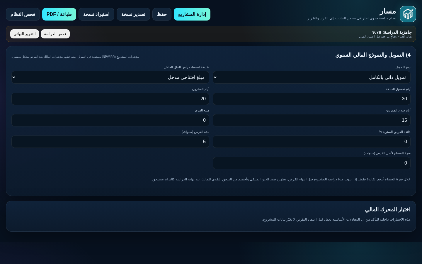 النموذج المالي والتمويل